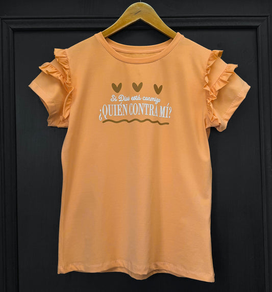 Blusa Salatiel Naranja con Mensaje de Fe