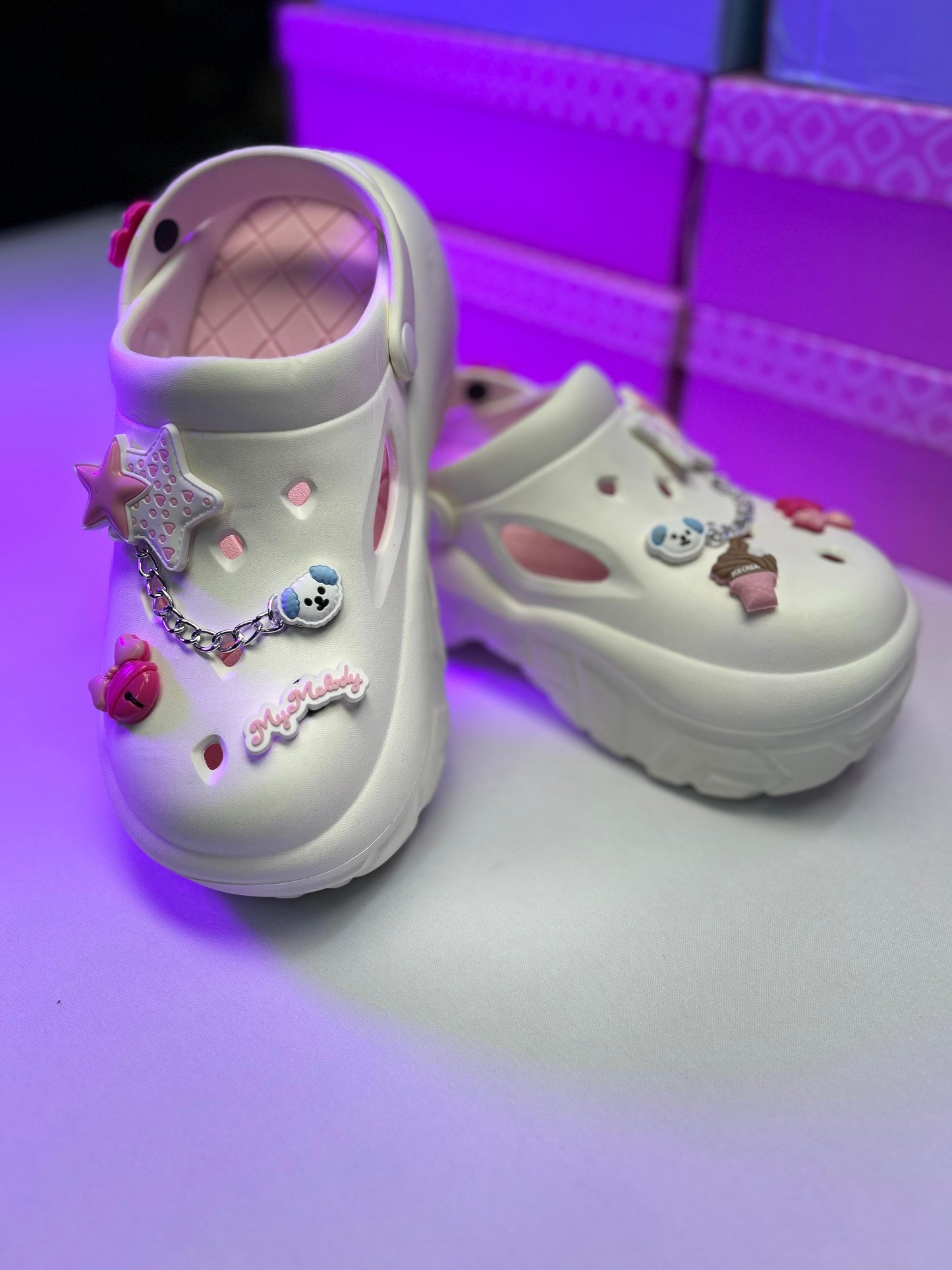 Clogs De Dama 2501 blanco y pink 50% OFF