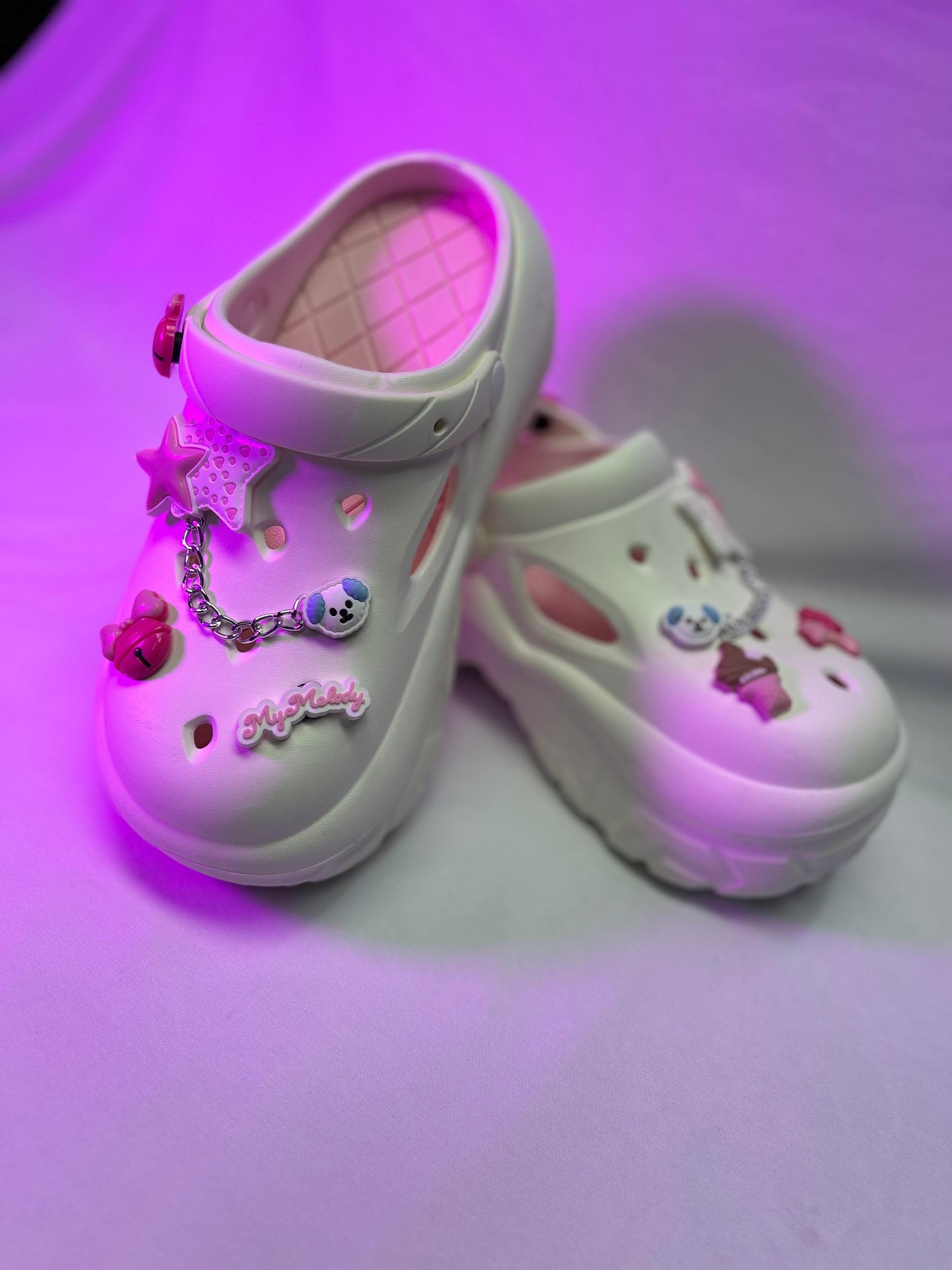 Clogs De Dama 2501 blanco y pink 50% OFF